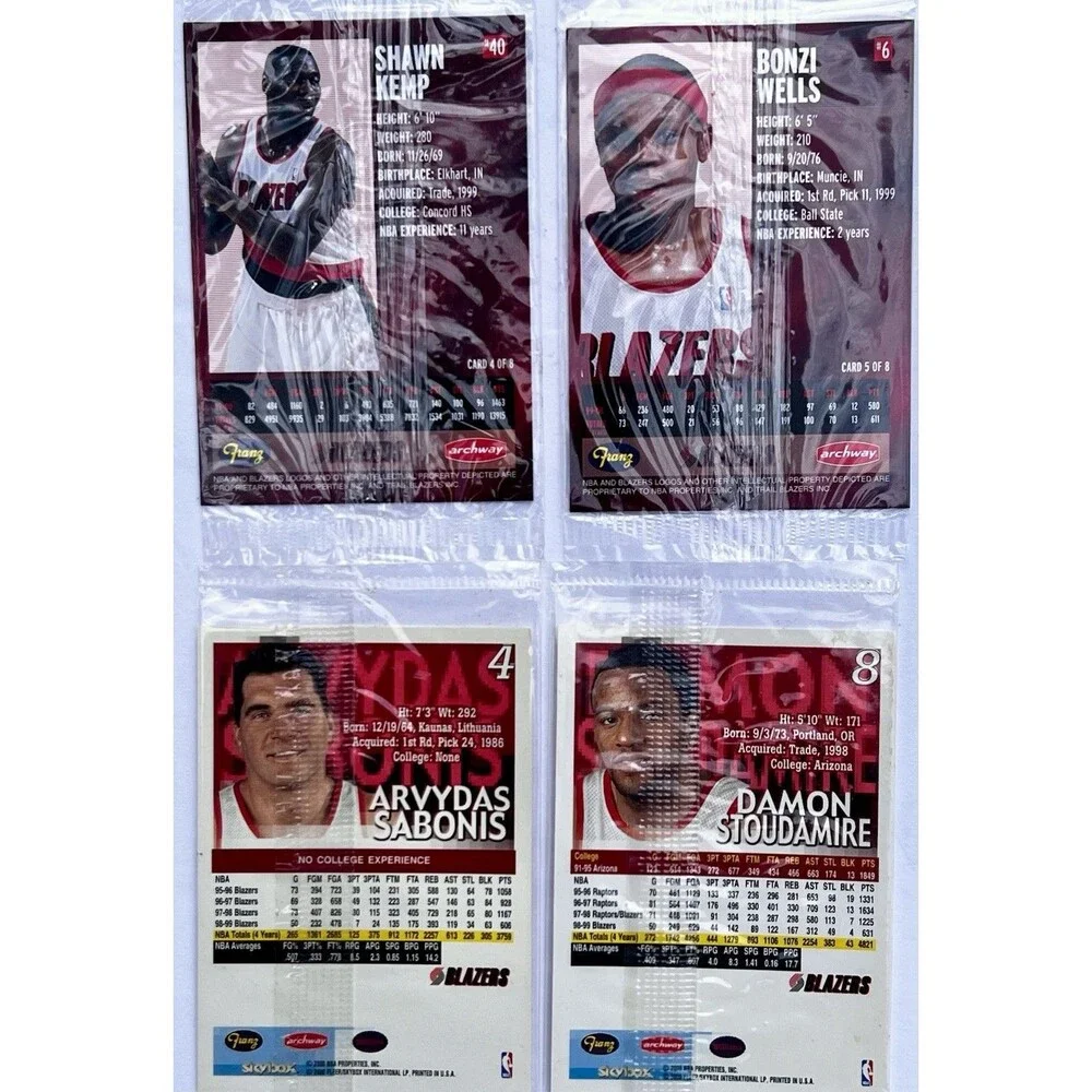 2000 Portland Trail Blazers 4 Card Lot Shawn Kemp Sabonis Bonzi Wells Stoudamire